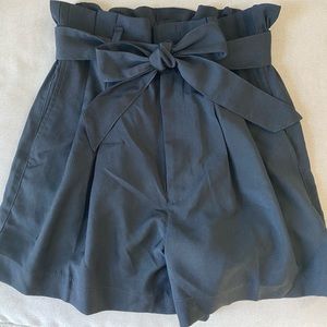 Black paper bag shorts with tie